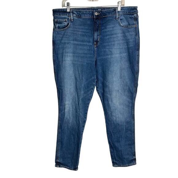 Old Navy High-Rise Vintage Slim Straight Jeans Sz 18 Secret-Smooth Pockets Blue - Picture 1 of 7